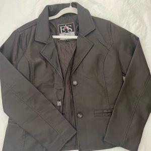 brown leather jacket